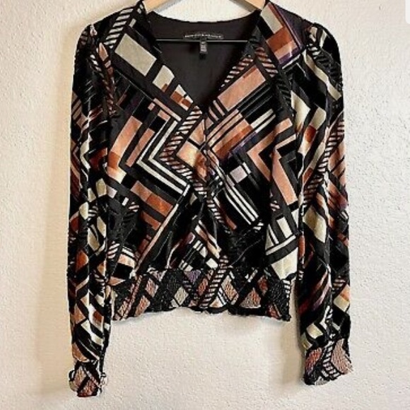 White House Black Market Tops - White House Black Market Women's L 
Geo-burnout Velvet Blouse